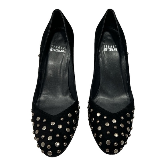 Stuart Weitzman Black Studded Suede Pumps Size 6 M - Picture 9 of 13